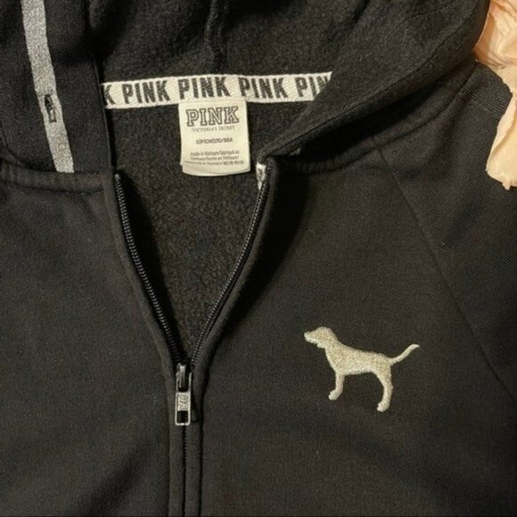 Victoria’s Secret Pink Sequin Floral Bling Zip Front Jacket Hoodie Small - Picture 13 of 13